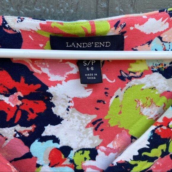 Lands End Floral Sleeveless Cross front Dress S/P - Picture 6 of 9